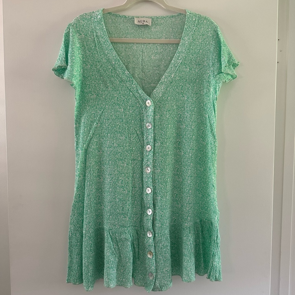 Aura Green Button-Down Dress